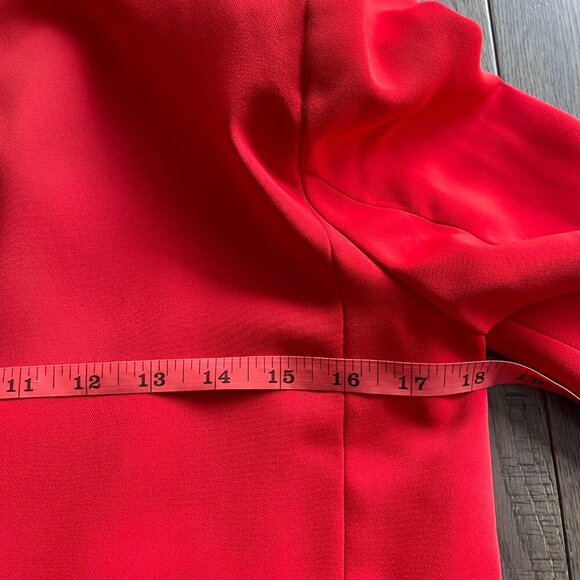 Zara Longline Open Front Blazer Red Orange 3/4 Sleeve Size S Workwear - Picture 4 of 6